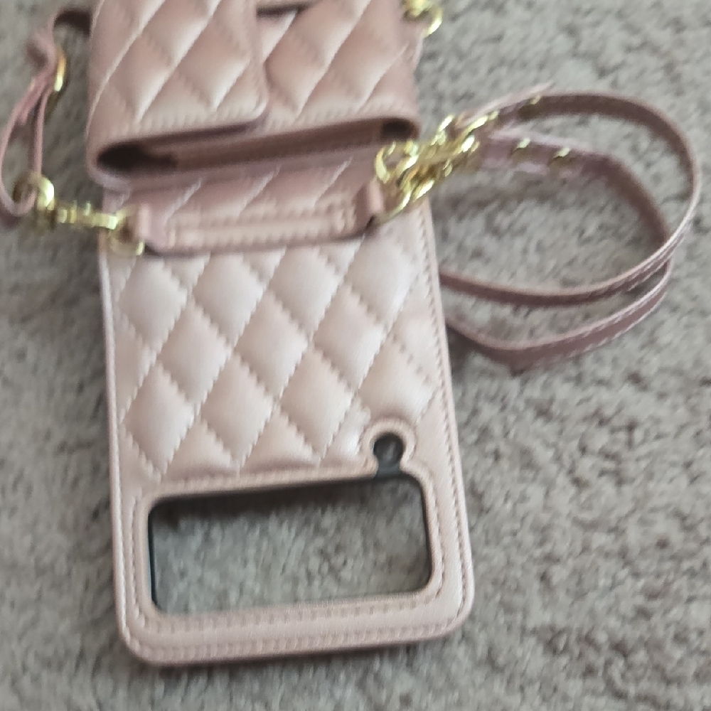 Elegant Quilted Phone Crossbody Case - Metallic Rose - Picture 5 of 5